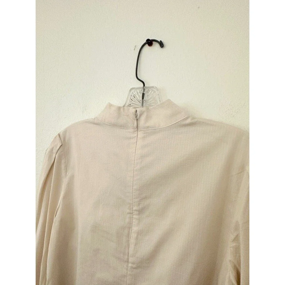 NWT Banana Republic Stretch Cotton Puff Sleeve Blouse White Cream Women's Sz XS
